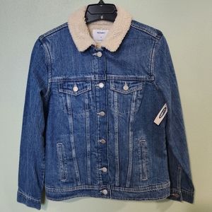 ❗️NWT❗️Women's Sherpa Lined Peggy Denim Jacket Old Navy Size Medium